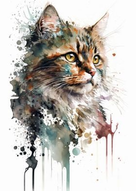 Cat Watercolor 