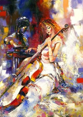 a guitar oil painting