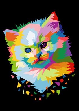 colorful cat on pop art