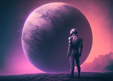 Purple planet astronaut