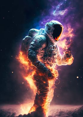 Astronaut in Space Flames