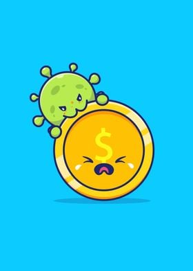 Cute Virus With Coin Money