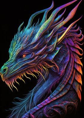 dragon portrait neon