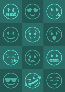 Emoji Expressions Teal