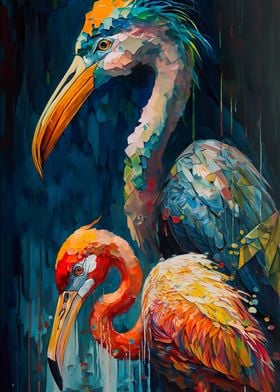 Colored Flamingo Duo