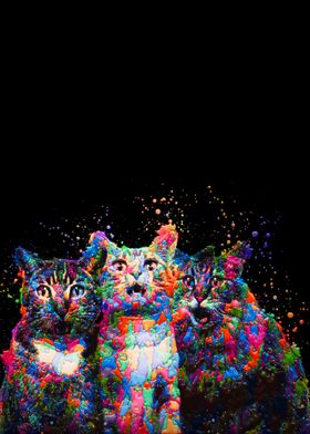 Cats Surprised Painting