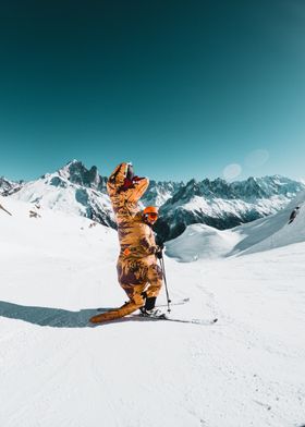 T Rex in the snow