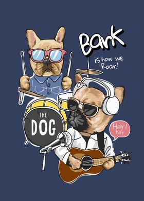 Cartoon dog with music