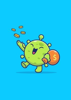 Cute Virus With Money Bag 