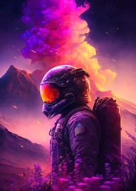 Colorful Astronaut Space