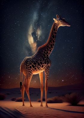 Giraffe Under the Stars