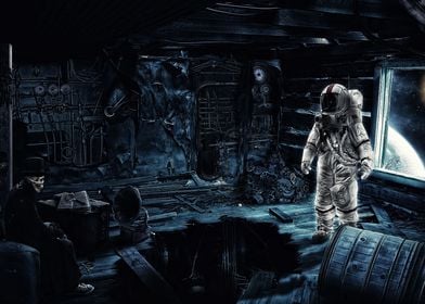 Sci Fi astronaut in planet
