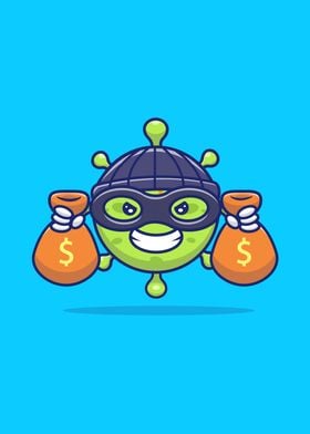 Cute Virus With Money Bag 