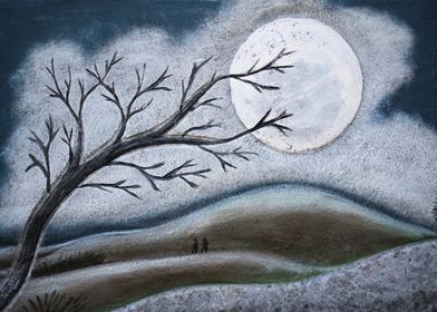 moon and tree paint