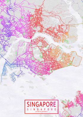 Singapore Map Colorful