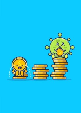 Cute Virus With Coin Money