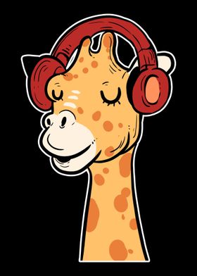 Giraffe Listening Music Mu