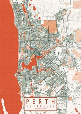 Perth City Map Bohemian