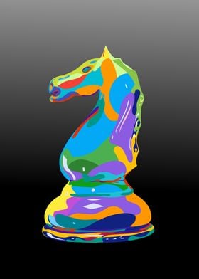 Knight chess piece pop art