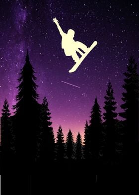 Purple Space Snowboarder