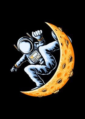 Astronaut skate on moon