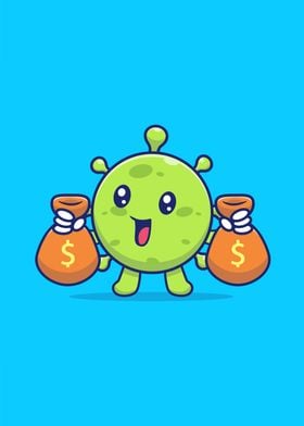 Cute Virus With Money Bag 