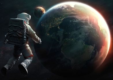 astronaut looking earth