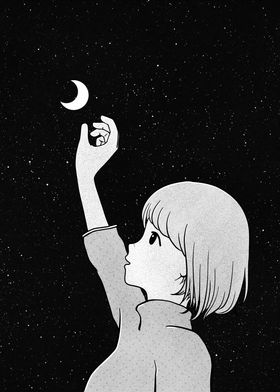 girl with moon