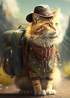 Cat with a backpack