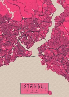 Istanbul City Map Blossom