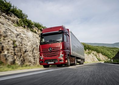 red truck Mercedes 