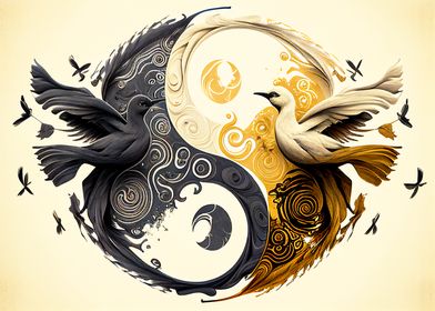 Yin Yang with birds