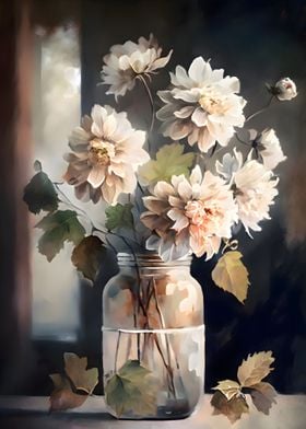 Beige Flowers Art Design