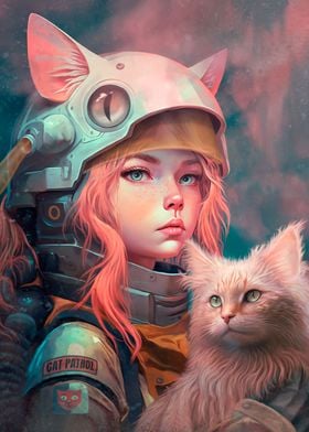 Adventure girl and cat