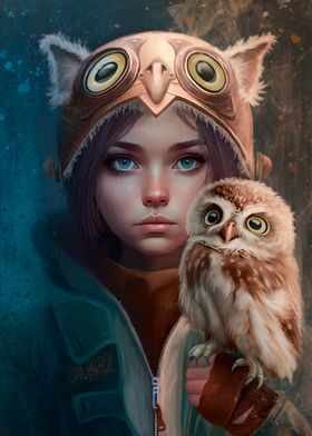 Adventure girl and owl 