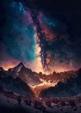 Mountains Space Milky Way