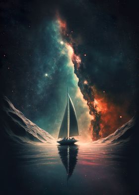 Space Sail Boat Milky Way