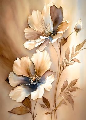 Flowers Beige Color Art