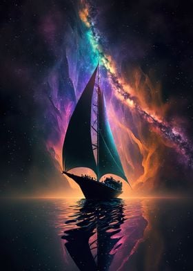 Space Sail Boat Milky Way