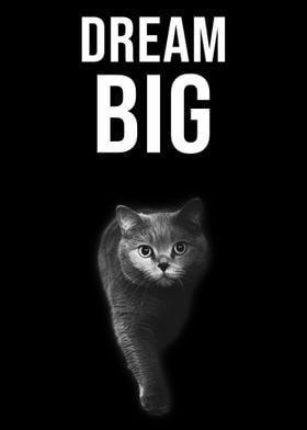 Dream Big quote black cat