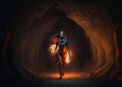 Fire storm in a cave