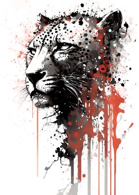 Ink Portrait of A Leopard