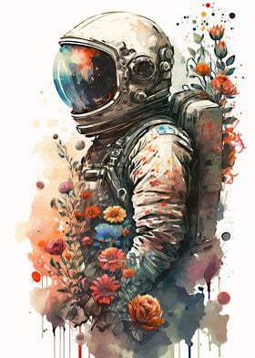 astronaut watercolor