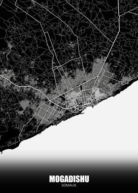 Mogadishu Somalia Dark Map