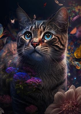 butterfly and cat