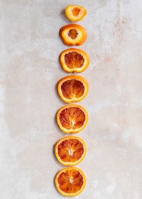 Single row of blood orange