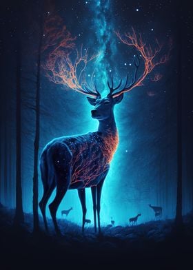 animal deer neon