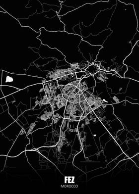 Fez Morocco Dark Map