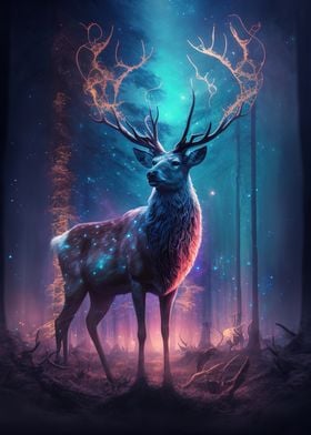 animal deer neon