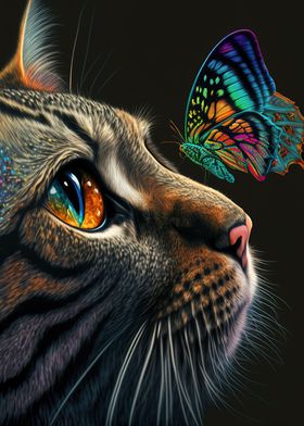 butterfly and cat